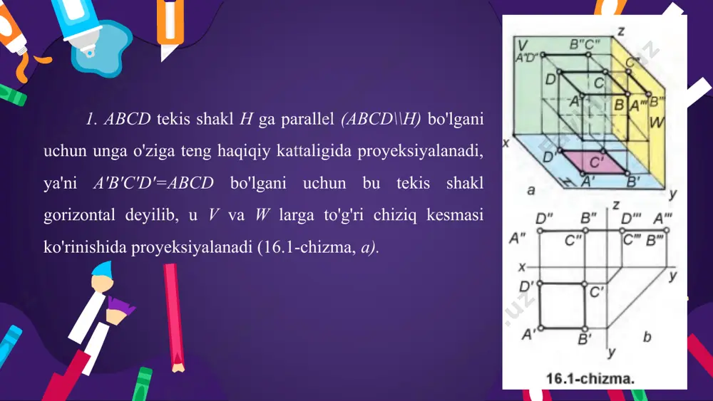 16-mavzu tekis shakllarning proyeksiyalari 8-sinf - Page 3