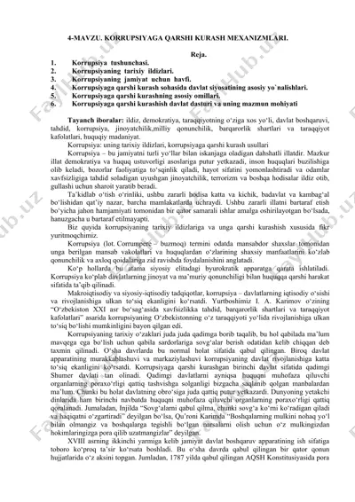 korrupsiya va unga qarshi kurash mexanizmlari — DOCX