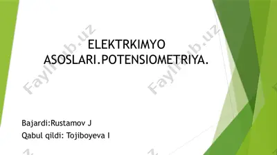 elektrkimyo asoslari.potensiometriya. — PPTX