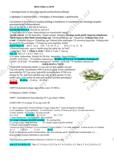 botanika 6 sinf — DOCX