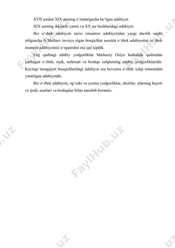o‘zbek adabiyoti kirish fanning predmeti, maqsadi va vazifalari - Page 5