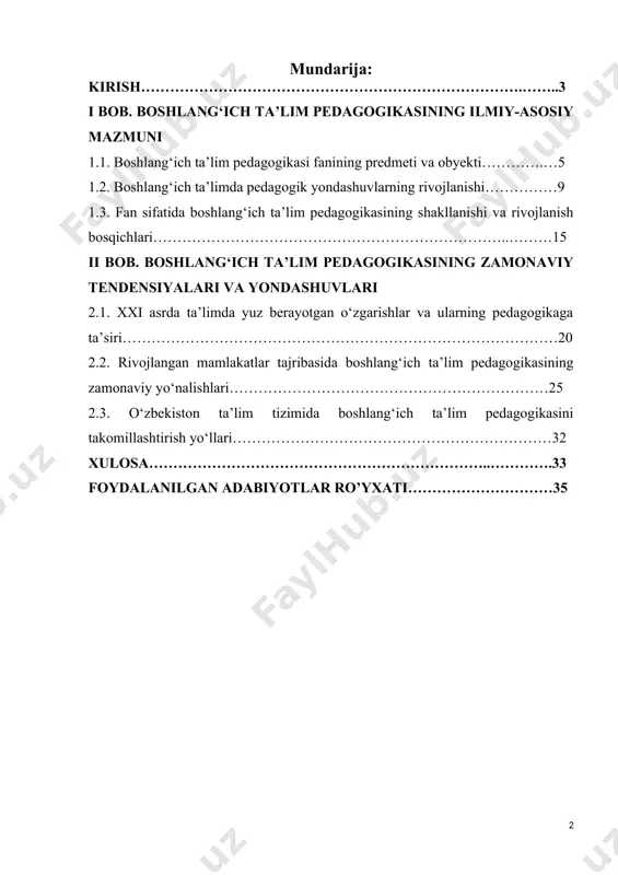 ’lim sohasiga doir nutqlarida ta’lim-tarbiyani har bir islohotning markaziga qo‘yish lozimligini qayta-qayta ta’kidlab, shunday degan edilar: “bugun biz qanday yoshlarni tarbiyalayotgan bo‘lsak, ertangi kunimiz ham shunday bo‘ladi. agar biz ta’lim sifatini oshirmasak, yangi avlodni zamonga mos, mustaqil fikrlovchi, bilimli qilib tarbiyalay olmasak, ertangi kelajagimiz xavf ostida qoladi.” bu fikrlar boshlang‘ich ta’lim pedagogikasining dolzarbligini va zamonaviy yondashuvlar zaruratini yanada oshiradi. shuningdek, prezidentimizning 2023-yilgi murojaatnomasida aytilganidek: “ta’lim-tarbiya tizimini yangilamasdan turib, yangicha fikrlaydigan, raqobatbardosh avlodni tarbiyalay olmaymiz.” bu fikr zamirida yosh avlodni har tomonlama rivojlantirish, ularning ijodiy salohiyatini ochish va o‘qituvchilar faoliyatini zamonaviy talablar asosida qayta ko‘rib chiqish zarurati mujassamdir. bugungi kunda raqamli texnologiyalar jadal rivojlanayotgan bir davrda boshlang‘ich sinf o‘quvchilarini o‘rgatishda yangicha metodikaga ehtiyoj kundan-kunga ortib bormoqda. jumladan, o‘zbekistonda 2024-yil holatiga ko‘ra umumiy o‘rta ta’lim muassasalarida 3 milliondan ortiq boshlang‘ich sinf o‘quvchilari tahsil olmoqda. bu esa boshlang‘ich ta’lim pedagogikasining ilmiy-uslubiy asoslarini chuqur o‘rganish, zamonaviy ta’lim texnologiyalarini keng joriy etish zaruratini ko‘rsatadi. zamonaviy …