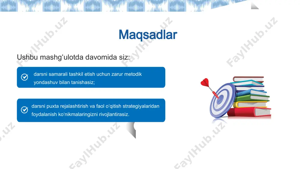 i rivojlantiriladi? darsga qo‘yilgan maqsad 45 daqiqa davomida bajariladigan (erishiladigan), aniq, hayotiy (real) va dars yakunida baholanadigan (o‘lchamli) bo‘lishi shart. biz qo‘yadigan maqsad dars maqsadi dars mavzusi tuproq turlari dars maqsadlari tf.6.g.y.03. tuproqlar tarkibidagi qum, gil va organik moddalarga ko‘ra tasniflanishini o‘rganish. tf.6.tk.mr.03. ilmiy bilimlarga tayanib tanish va notanish vaziyatlarda bashorat qilish. tf.6.tk.mr.04. erkli (mustaqil), erksiz (bog‘liq) va nazorat o‘zgaruvchilarni aniqlab, nazorat qilinadigan tajriba rejasini tuzish. tf.6.tk.to‘.01. turli ma’lumot manbalaridan foydalanish, tajriba o‘tkazish, kuzatish orqali jonli va jonsiz obyektlarni guruhlarga ajratish (tasniflash). tf.6.tk.to‘.02. obyektlarning ko‘zga yaqqol tashlanadigan farqli belgilariga asoslanib kalit-aniqlagich tuzish. tf.6.tk.to‘.03. tajriba o‘tkazish uchun kerakli jihozlarni tanlash va ulardan to‘g‘ri foydalanish. tf.6.tk.to‘.05. o‘lchashlarni to‘g‘ri va aniq bajarish. tf.6.tk.to‘.06. amaliy ishni bajarishda xavfsizlik qoidalariga rioya qilish. tf.6.tk.to‘.08. kuzatish va o‘lchash natijalarini to‘plash, ularni jadvalda qayd etish hamda rasm, sxema orqali ifodalash. tf.6.tk.tbx.01. tajriba natijalariga asoslanib bashorat aniqligini bayon etish. tf.6.tk.tbx.03. ilmiy bilim va tajriba natijalariga asoslanib xulosa chiqarish. o‘quvchilar …