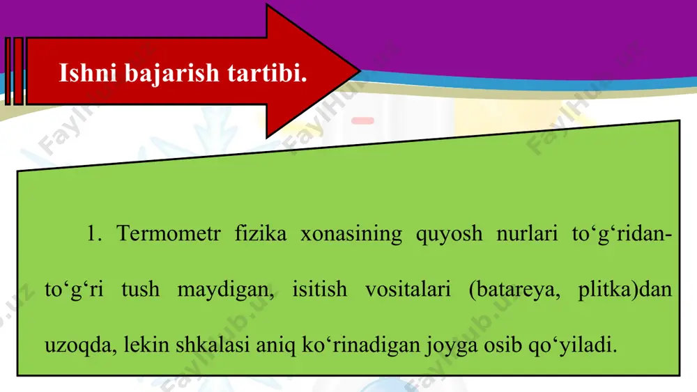 laboratoriya ishi. termometr yordamida havo va suyuqlik temperaturasini o‘lchash 6-sinf - Page 3