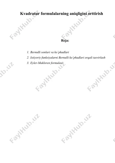 kvadratur formulalarning aniqligini orttirish — DOC