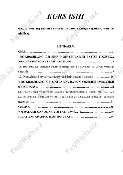 boshlang‘ich sinf o‘quvchilarini bayon yozishga o‘rgatish (2-4-sinflar misolida) — DOCX