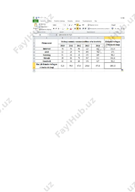 microsoft excel dasturida jadvaldagi ma’lumotlarni umumlashtirish, saralash va filtrlash - Page 3