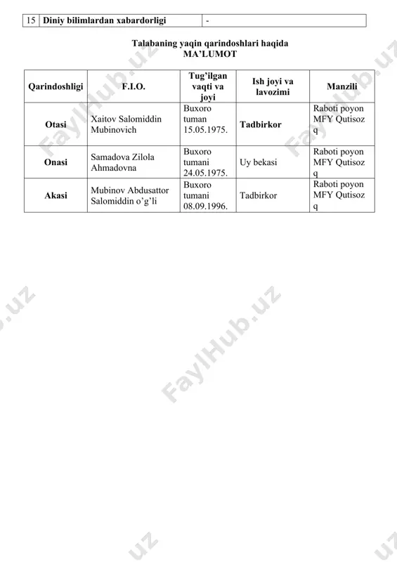 talabalik guvohnomasi - Page 2
