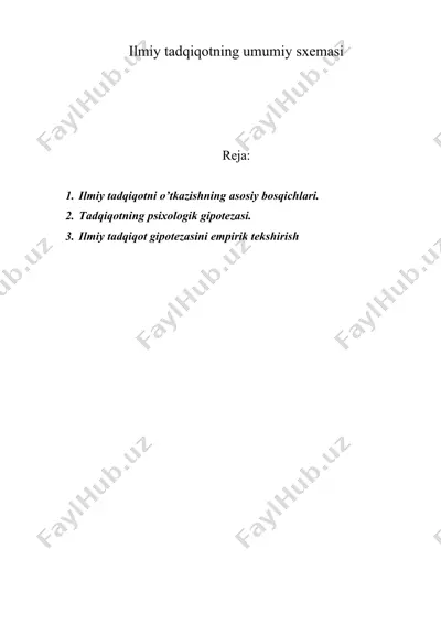 ilmiy tadqiqotning umumiy sxemasi — DOC