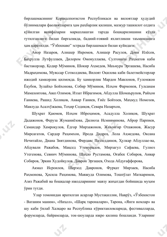 ётган тафаккур - эстрада қўшиқчилигида жиддий изланиш янги йўналишларни топиш жараёни кечаётганидан далолат десак, муболаға бўлмайди. эстрадада замонавийлик ва миллийлик композитор аранжировкачилар ижодларида и. акбаров, е. ширяев, э. салихов, е. живаев ва ҳоказо ижодида миллийликка таяниб яратилган мусиқий асарлар пайдо бўлди. хх аср ўтган асрнинг иккинчи ярми эстрада мусиқаси ҳам алоҳида жанр даражасида санъат тури сифатида шакллана бошлади. чунки, уларнинг дастлабки асарлари эстрада - симфоник оркестр жўрлигида ижро қилинган бўлса, сўнгра электрлаштирилган гитаралар, ундан кейинроқ гитаралар сафига қўшилган органлар ва бошқа чолғулар иштирокларидаги ансамблларда амалга оширила бошланди. қайд қилинган чолғулар ўзбек миллий мусиқа ижрочилигида иштирок этмасаларда, улар орқали миллий «ифода» бериш учун турли ёндашувлар, изланишлар олиб борилди. шундай бўлсада, миллий мусиқа товуш воситаси - миллий чолғулардан фойдаланиш кенг миқёсда ўз аксини топгани йўқ эди. кейинги йилларда миллий чолғулар ижроси маданият ва спорт ишлари вазирлиги қошидаги эстрада - симфоник оркестр фаолиятида ўз ифодасини топмокда. эндиликда эстрада қўшиқлари орасида миллийлик канонларига таяниб …