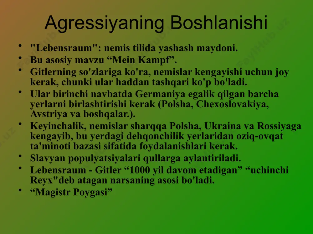 nt $1,078,965,000 atlantika xartiyasi urush maqsadlarini muhokama qilish uchun fdr va cherchill o'rtasidagi uchrashuv o`tqazadi va bu ittifoq atlantika xartiyasi nomini oladi. qo'shma shtatlar yoki buyuk britaniya tomonidan hech qanday hududiy da`volar qilinmaydi. hududiy muammolarni tuzatishlardan manfaatdor xalqlarning xohishlariga muvofiq hal qilinishi belgilanadi. barcha xalqlar o'z taqdirini o'zi belgilash huquqiga ega bo`ladilar. savdo to'siqlari olib tashlanishi kerak edi. global iqtisodiy hamkorlik va ijtimoiy farovonlikni rivojlantirish kerak edi. bosqinchi xalqlarning qurolsizlanishi, urushdan keyingi umumiy qurolsizlanish germaniya va boshqa eksa kuchlarining mag'lubiyati uchun javob berishi kerak edi. savol vaqti 7. neytral bo'lishiga qaramay, fdr bizni asta-sekin urushga undamoqda. nega u buni qilyapti? 8. gitler qanday qilib yevropaning ko'p qismini tezda egallab oldi? yaponiyaning embargosi ayni paytda yaponiya xitoy shaharlariga hujum qilishni davom ettirmoqda. yaponlar tobora tajovuzkor bo'lib borar ekan, qo'shma shtatlar yaponiya bilan bir nechta xom ashyo (neft ,po'lat va boshqalar.) mahsulotlari to`g`risida kelishib olmoqchi edi. ushbu embargo haqiqatan ham yaponiyaning urush …