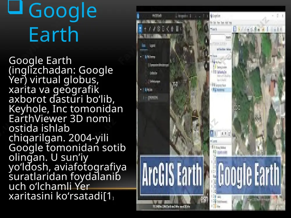 dan ajralgan. niantic labs pokemon go mobile ilovasi orqasida kompaniya. platformalar: google earth mac yoki windows uchun ish stoli dasturlari sifatida yuklab olish mumkin. internetda mos keladigan brauzer plagini bilan ishlating. google earth android yoki ios uchun alohida mobil ilovalar sifatida ham mavjud. google earth tarixi : brian mcclendon brayan a makklendon (1964 yilda tug'ilgan) - amerikalik dasturiy ta'minot bo'yicha ijrochi, muhandis va ixtirochi. [1] u 2004 yilda google tomonidan [2] [3] google earth ni ishlab chiqarish uchun sotib olingan geofazoviy maʼlumotlarni vizualizatsiya qilish kompaniyasi keyhole, inc.ning asoschilaridan biri va farishta investori edi . keyhole o'zi intrinsic graphics deb nomlangan boshqa kompaniyadan ajratilgan bo'lib, makklendon ham asoschisi bo'lgan. makklendon 2015-yilda strategik, texnik va boshqaruv yetakchiligi uchun milliy muhandislik akademiyasining aʼzosi etib saylangan, bu esa keng tarqalgan aniq va foydali geografik maʼlumotlarni taqdim etgan. brian mcclendon brian mcclendon ilk hayot makklendon kanzas shtatining lourens shahrida o'sgan . uning bolalikdagi uyi, lourensdagi …