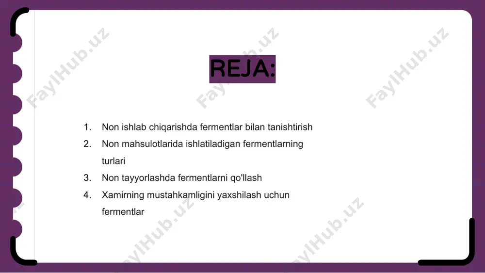 yaxshilanadi. fermentlar, shuningdek, fermentatsiyani kuchaytirish va maillard reaktsiyasini yaxshilash orqali nonning lazzat rivojlanishiga hissa qo'shadi, bu esa yanada yoqimli ta'm va hidga olib keladi. xamirning mustahkamligini yaxshilash uchun fermentlar fermentlar xamirning mustahkamligini yaxshilash orqali non mahsulotlari ishlab chiqarishda hal qiluvchi rol o'ynaydi. ular barqaror strukturani yaratishga va to'qimalarni yaxshilashga yordam beradi. amilazalar va proteazlar kabi ba'zi fermentlar xamirdagi kraxmal va oqsillarni parchalaydi, bu esa yaxshi fermentatsiya va ko'tarilishga olib keladi. buning natijasida pishirilgan mahsulotlar engilroq va yumshoqroq bo'ladi. umuman olganda, pishirishda fermentlardan foydalanish nafaqat xamirni qayta ishlash va qayta ishlashni yaxshilaydi, balki yakuniy non mahsulotlarining sifati va ta'miga ham hissa qo'shadi. pishirilgan mahsulotlarda saqlash muddatini uzaytirish uchun fermentlar fermentlar non mahsulotlarining saqlash muddatini uzaytirish orqali non mahsulotlari ishlab chiqarishda hal qiluvchi rol o'ynaydi. xususan, fermentlar kraxmal va oqsillarni parchalashga yordam beradi, natijada tuzilish va yangilik yaxshilanadi. yaroqlilik muddatini uzaytirish sharoitida amilazalar va proteazlar kabi fermentlar odatda pishirilgan mahsulotlarda qo'llaniladi. amilazalar …