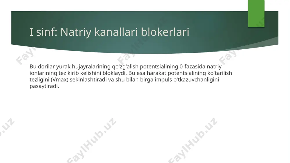 sindromida ham qo'llanilishi mumkin. * mumkin nojo'ya ta'sirlari: proaritmik ta'sir (yangi aritmiyalarni keltirib chiqarishi yoki mavjudlarini kuchaytirishi mumkin, ayniqsa yurakning organik kasalliklari bo'lgan bemorlarda), bosh aylanishi, ko'rishning buzilishi, ko'ngil aynishi, yurak yetishmovchiligini kuchaytirishi mumkin. propafenon beta-blokerlarga xos ba'zi xususiyatlarga ham ega. * qo'llash mumkin bo'lmagan holatlar: yurakning strukturaviy kasalliklari (masalan, miokard infarktidan keyingi holat, sezilarli yurak yetishmovchiligi, chap qorincha gipertrofiyasi), sinus tuguni zaifligi sindromi, av-blokadaning yuqori darajalari (sun'iy ritm haydovchisi bo'lmasa), kardiogen shok, bronxial astma (propafenon uchun). ii sinf: beta-adrenoblokerlar (metoprolol, propranolol, atenolol, bisoprolol, karvedilol, nebivolol, esmolol va boshqalar) ta'sir mexanizmi: simpatik asab tizimining yurakka bo'lgan rag'batlantiruvchi ta'sirini kamaytiradi. ular yurakdagi beta-1 adrenergik retseptorlarni bloklaydi (ba'zilari beta-2 retseptorlarni ham bloklaydi, masalan, propranolol; karvedilol alfa-retseptorlarni ham bloklaydi). bu quyidagilarga olib keladi: * sinus tugunining avtomatizmini pasaytiradi (yurak urish tezligini kamaytiradi - manfiy xronotrop ta'sir). * atrioventrikulyar o'tkazuvchanlikni sekinlashtiradi (manfiy dromotrop ta'sir). * yurak mushaklarining qisqarish kuchini kamaytiradi (manfiy inotrop ta'sir – …