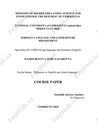 "polysemy in english and uzbek language" — DOCX