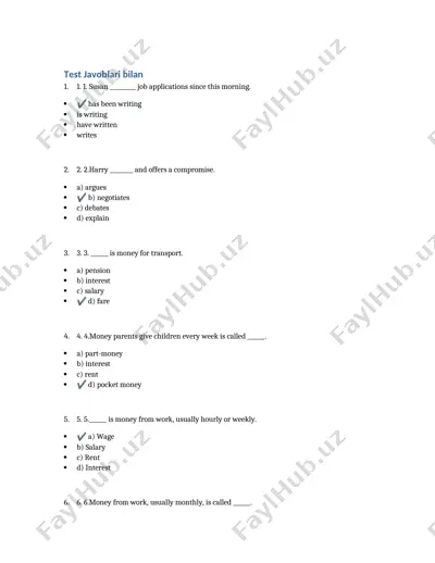 test javoblari bilan — DOCX