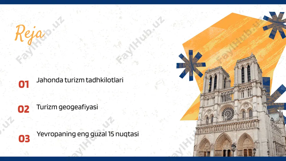 adimiy tarixi va arxitekturasi bilan sayyohlarni qiziqtiradi. barselona - antoni gaudining asarlari, sagrada familia va park güell bilan mashhur. barselona, o'zining noyob uslubi va jonli madaniyati bilan qiziqarli manzildir. photo by jakob owens on unsplash yevropaning turistik markazlari: madaniyat va tarix yevropaning turistik markazlarida madaniyat va tarixning roli yevropaning turistik markazlari madaniy meros va tarixiy ahamiyatga ega. bu joylar sayyohlar uchun muhim manzillar bo'lib, madaniyatni namoyon etadi. madaniy tadbirlar, masalan, festival va ko'rgazmalar turizmni rivojlantirishda katta rol o'ynaydi. ular sayyohlarni jalb etadi va iqtisodiy foyda keltiradi. turizmning madaniy va tarixiy merosga ta'siri turizm madaniy va tarixiy merosni saqlashda muhim ahamiyatga ega. u joylarning tarixiyligini oshiradi va mahalliy madaniyatni qo'llab-quvvatlaydi. ammo turizm ba'zan madaniy merosga zarar yetkazishi mumkin. barqaror turizm bu muammoni hal qilishda yordam beradi va merosni himoya qiladi. yevropaning eng go'zal shaharlar parij mashhur shaharlaridan biri sifatida tanilgan. bu yerda eyfel minorasi va luvr muzeyi kabi mashhur joylar joylashgan. …