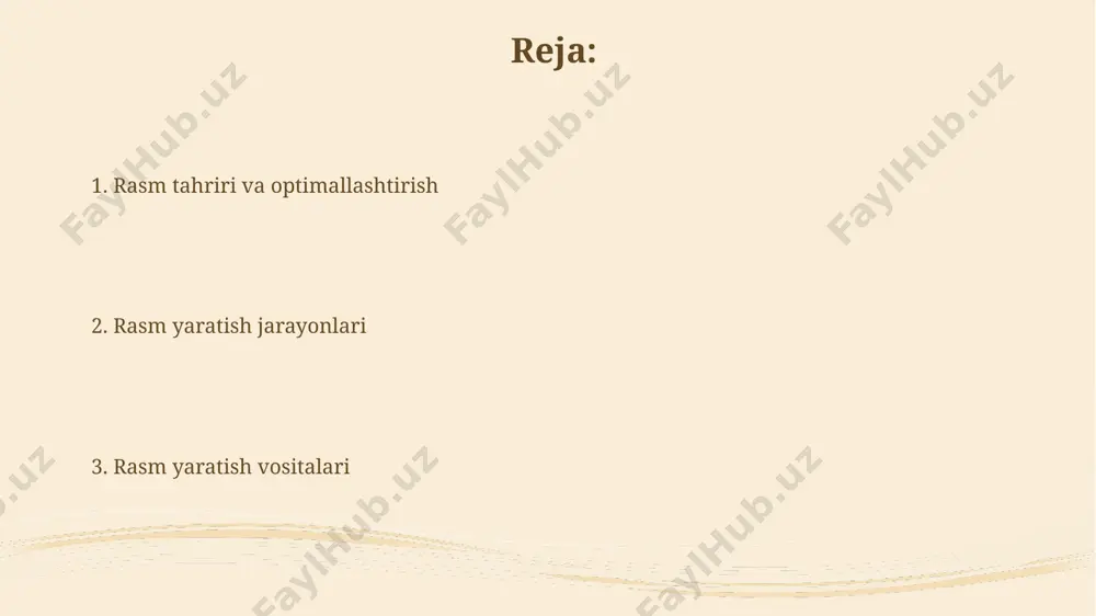 irlarni siqishda jpeg formati 10:1 gacha bo'lgan siqish nisbatini ta'minlaydi, bu esa fayl hajmini sezilarli darajada kamaytiradi, lekin ba'zi sifat yo'qotishlariga olib kelishi mumkin, ayniqsa, ranglarning o'tish chegaralarida, masalan, fotosuratlar uchun. png formati, ayniqsa, grafik dizayni va veb-dizayn sohalarida keng qo'llaniladi, chunki u 256 dan ortiq rangni qo'llab-quvvatlaydi va yo'qotishsiz siqishni ta'minlaydi, bu esa sifatning saqlanishini kafolatlaydi. raqamli rasm vositalari raqamli rasm vositalari yordamida 2d va 3d modellashtirish, animatsiya va matnlarni qo'shish orqali, masalan, 1080p yoki 4k o'lchamlarida yuqori sifatli videoroliklar va filmlar yaratish mumkin, bu esa global bozorlarda keng qo'llanilmoqda. raqamli rasm yaratishda vektor grafikasi (masalan, illustrator) va raster grafikasi (masalan, photoshop) kabi ikkita asosiy usul qo'llaniladi, bu esa 256 dan millionlab ranglarni ishlatish imkonini beradi, shu bilan turli xil effektlar yaratiladi. tasvirlarni optimallashtirish va eksport qilish tasvirlarni 300 dpi o'lchamida eksport qilish, chop etish uchun ideal sifatni ta'minlaydi, ayniqsa, katta formatli (a1 va undan katta) chop etish uchun …