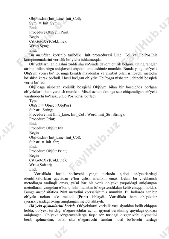 ov, s.i.rasulov, o’zmu, 2005 yil, 94 bet. 5. abеl s.a.,zima е.v. nachala programmirovaniya na yazo`kе paskal.m:nauka,1987 6.pilshikov v.n. uprajnеniya po yazo`ku paskal-m.: mgu, 1986. 7.bryabrin v.m. programmnoе obеspеchеniе pеrsonalno`x evm. –m.: nauka.,1989.-272s. 8. www.ziyonet.uz