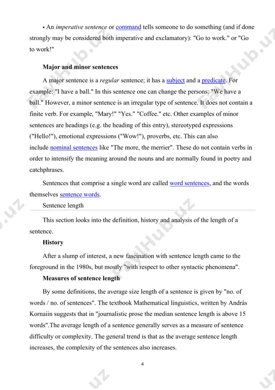 wed that any two adjacent sentences are more likely to have similar lengths, and almost certainly have similar length when from a text in the fiction genre. this countered the theory that "authors may aim at an alternation of long and short sentence". sentence length, as well as word difficulty, are both factors in the readability of a sentence. however, other factors such as the presence of conjunctions, have been said to "facilitate comprehension considerably" simple sentence a simple sentence is a sentence structure that contains one independent clause and no dependent clauses. examples · the runner jumped. this simple sentence has one independent clause which contains one subject, runner, and one predicate, jumped. · the singer bowed. this simple sentence has one independent clause which contains one subject, singer, and one predicate, bowed. · the baby cried. this simple sentence has one independent clause which contains one subject, baby, …