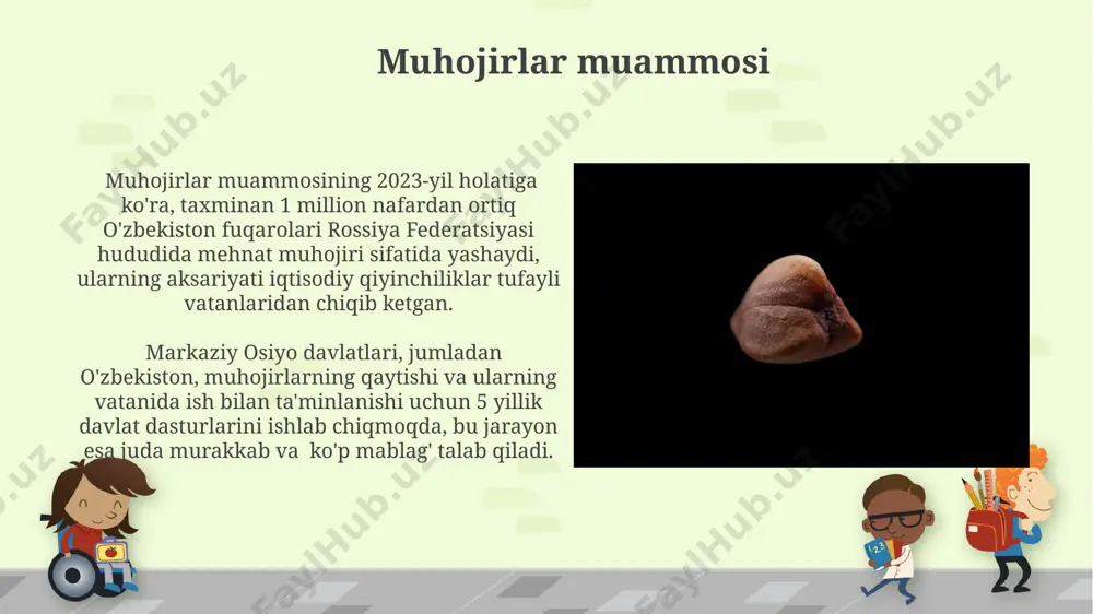 nadi. 2022-yilda dunyo bo'ylab o'rtacha haroratning 1,1°c ga ko'tarilishi iqlim o'zgarishining sezilarli ta'sirini, xususan, arktika mintaqasida muzliklarning tez erishi va dengiz sathining ko'tarilishini ko'rsatdi. jahon siyosati jahon siyosatida 2023-yilda 193 ta davlatning 70 foizi iqlim o'zgarishi bilan bog'liq muammolarni hal qilish uchun xalqaro hamkorlikni kuchaytirishga chaqirdi, xususan, yevropa ittifoqi va aqsh kabi yirik davlatlar faol ishtirok etdi. markaziy osiyo davlatlari, jumladan o'zbekiston, qozog'iston va qirg'iziston, 2024-yilga kelib mintaqadagi savdo hajmini 25 milliard dollardan oshirish maqsadini qo'ydi, bu mintaqaviy integratsiya va iqtisodiy o'sishni ta'minlashga qaratilgan. e'tiboringiz uchun rahmat @taqdimot_robot image6.jpg image7.jpg image8.jpg image9.jpg image10.jpg image11.jpg image12.jpg image13.jpg image14.jpg image15.jpg image16.jpg image1.png