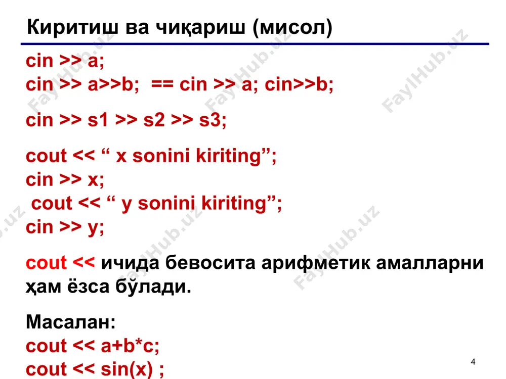 3-ma'ruza. kirish va chiqish (c/c++) - Page 4