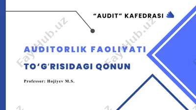 auditorlik faoliyati to‘g‘risidagi qonun — PPTX