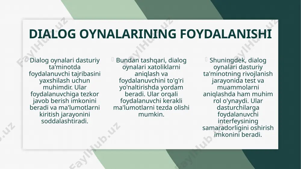 dialog oynalari, panel va menyu yaratuvchi komponentlar - Page 5