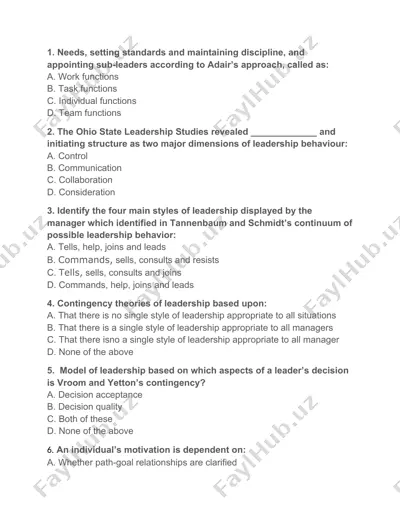 leadership theories and styles — DOCX