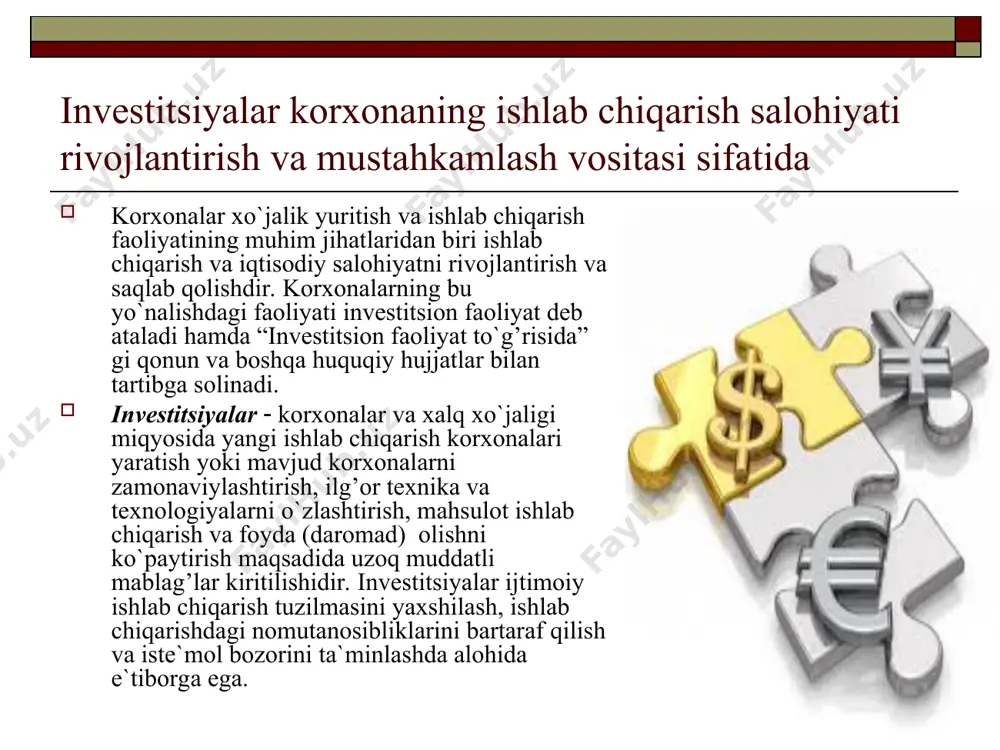 quyidagi formuladan foydalaniladi: bu erda: t - natijalarni olish (xarajatlarni amalga oshirish) davridan taqqoslash davrigacha bo`lgan muddat bo`lib, yillarda o`lchanadi. diskont me`yori (e) - boshqa investorlar o`z mablag’larini xuddi shu turdagi loyihalarni amalga oshirish uchun kiritishga rozi bo`luvchi, kapitalning daromadlilik koeffisienti (daromad miqdorining kapital qo`yilmalarga nisbati). xarajatlarning qoplanishi dinamik usuli statistik usuldan sof pul oqimlarini diskoshlashni nazarda tutishi bilan farq qiladi. muammo shundaki, qaysi davrda to’plangan diskontlangan pul oqimlari dastlab to’lovlarga teng yoki undan ortiq bo’lishida. qoplanishning bu davri so’ngra turli tarmoqlar, mintaqalar va boshqalardagi har hil investitsiya risklarini aks ettiradigan qoplanish me`yori bilan qiyoslanadi. ( ) t t е d + = 1 1