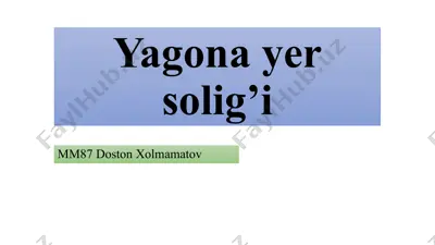 yagona yer solig’i — PPTX