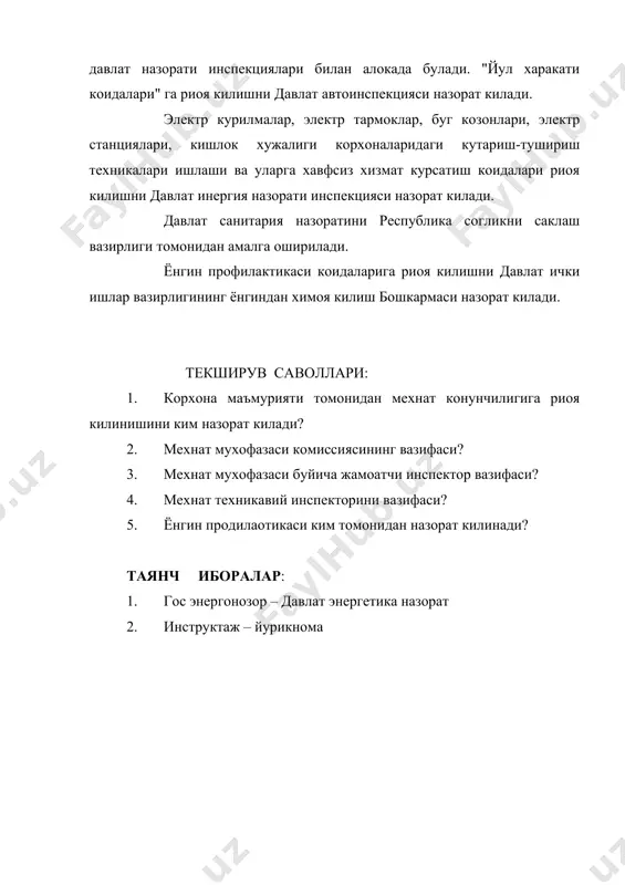 мехнат мухофазасига оид конун ва коидаларга риоя килишни назорат килиш - Page 3