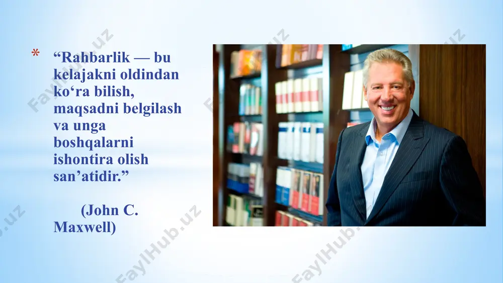 antirish bo‘yicha strategiya to‘g‘risida” (11.05.2022 yildagi pf-134-son) o‘zbekiston respublikasi xalq ta’limi vazirligi, o‘zbekiston respublikasi moliya vazirligi, o‘zbekiston respublikasi sog‘liqni saqlash vazirligining qarori, 30.06.2020 yilda ro‘yxatdan o‘tgan, ro‘yxat raqami 3271 4 5 mavzuga oid adabiyotlar tahlili: ta’lim muassasasi rahbarining boshqaruv madaniyati va uning tashkilotni samarali tashkil etishdagi roli. saidova xilolaxon rashidjon qizi, abdurashidova mohinur shuhratjon qizi, ravshanova nasibaxon xusanxon qizi. https://doi.org/10.5281/zenodo.11182337 ta’lim muassasasiga rahbarlik qilishning boshqaruv madaniyati. pedagogik menejmentda kreativlik va kasbiy kompetensiyani shakllantirish. b.x. karimova. otabek hasanov –“liderlar kitobi” liderlik va nazoratning ahamiyati.kitobdan iqtibos:“har bir muvaffaqiyatli tashkilotning poydevori-kuchli liderlik va samarali nazorat tizimidir. maktabda bu o‘qituvchilar va ma’muriyatning o‘zaro ishonchiga asoslangan holda amalga oshirilishi kerak.toshkent 2020 yil 340 sahifadan iborat. ta’lim muassasalarini boshqarishning o‘ziga xos xususiyatlari. inoyatova xalima nasirovna. 5 ta’lim muassasasining maqsadlari va vazifalarini belgilashda rahbarning uddaburonligi orqali ta’lim va sifat samaradorlikni yanada oshirish. mavzuning maqsadi:     vazifalar: strategik yo‘nalishni belgilash: ta’lim muassasasining uzoq muddatli maqsadlari …