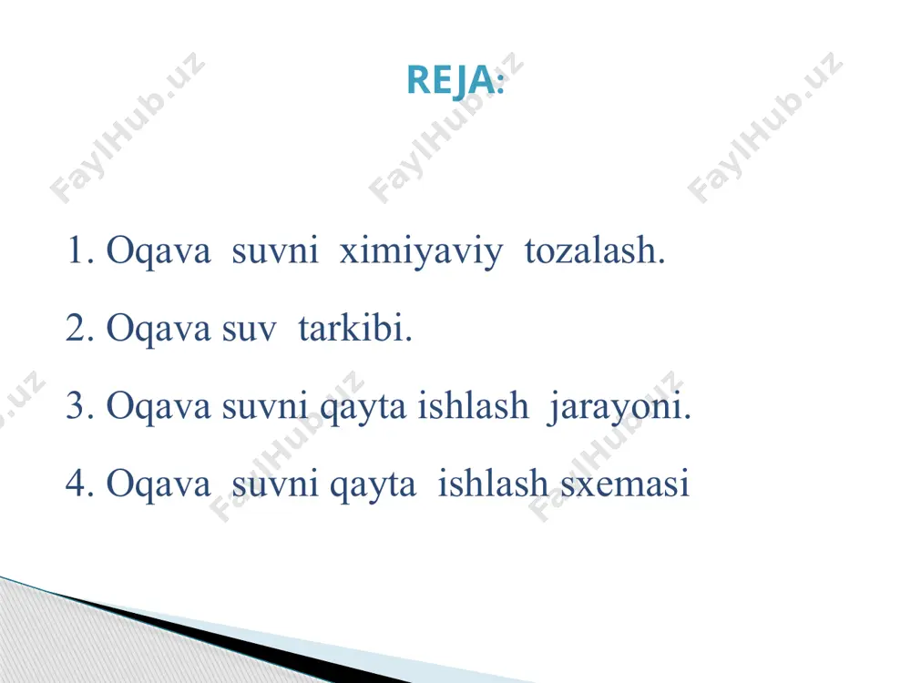 langan oqava suvlarda mikroorganizmlarni rivojlanishi uchun qulay sharoitlar bo‘lib, ularni miqdorini ko‘payishi oqava suvlarga xos bo‘lgan uchinchi tur ifloslanishiga olib keladi. biologik ifloslanishlarga – turli guruhlarga mansub bo‘lgan mikroorganizmlar (bakteriyalar, viruslar, bijg‘ituvchi va mog‘orlatuvchi zamburug‘lar, gelmentlar tuxumi va eng sodda jonivorlar) bilan ifloslangan oqava suvlar kiradi. ifloslanish darajasi yil fasllarida o‘zgarib turadi. organiq va mineral ifloslanishga – oqava suv tarkibining organiq va mineral moddalar bilan ifloslanishi kiradi. oqava suvning dispers fazalar holatlari bo‘yicha ifloslanishi, tarkibidagi qattiq va suyuq moddalarning juda mayda bo‘lakchalarining parchalanish darajasiga asosan erimagan quyidagilarga bo‘linadi: -tarkibidagi o‘lchami 0,1 mkmdan katta erimagan aralashmalar bo‘lakchalari borligi bilan farqlanadi, suspenziya, emulsiya va ko‘pik holatidagi ikki tizimli suyuqliklardir. bu erimagan aralashmalar o‘z navbatida suzib yuruvchilar, cho‘kmaga tushadiganlar va osilib turuvchilarga ajratiladi. -tarkibidagi o‘lchami 0,01 mkmdan kichik turdagi molekulyar-dispers erigan moddalarning borligiga asoslanadi. bu holatda sistema bir fazali chin eritma bo‘ladi. -tarkibidagi o‘lchami 0,01 – 0,1 mkm kolloid eritma hosil qiluvchi moddalarning …