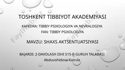 shaxs aksentuatsiyasi — PPTX