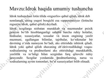 idrok haqida umumiy tushuncha — PPTX