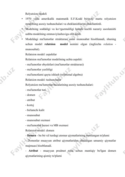 relatsion modeli — DOCX