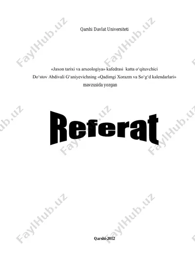 qadimgi xorazm va so‘g‘d kalendarlari — PDF