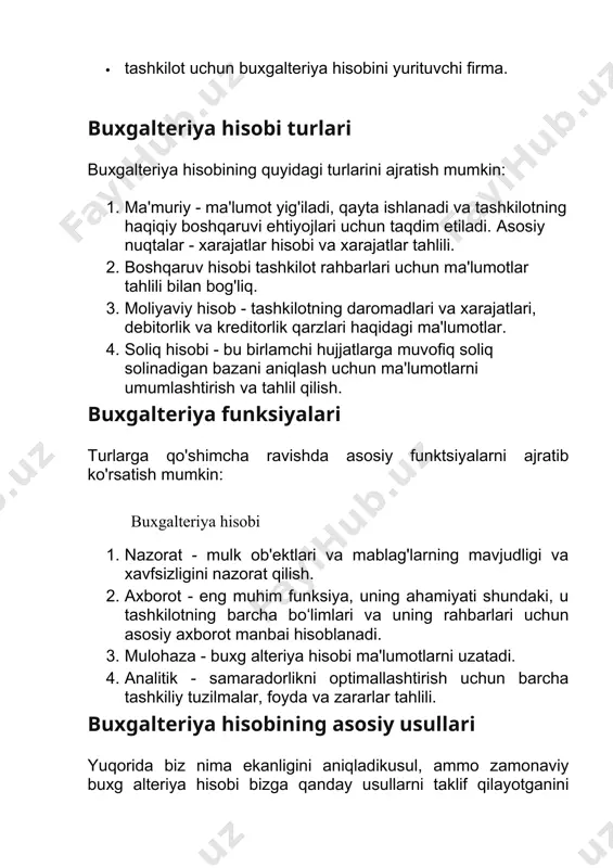 , foyda va zararlar tahlili. buxgalteriya hisobining asosiy usullari yuqorida biz nima ekanligini aniqladikusul, ammo zamonaviy buxg alteriya hisobi bizga qanday usullarni taklif qilayotganini tushunish uchun keling, ularning har birining batafsil ro'yxatiga to'xtalib o'tamiz. demak, buxgalteriya usullari: 1. hujjatlar 2. invoyslar 3. ikki martalik 4. inventar 5. reyting 6. hisoblash 7. balans 8. hisobotlar 9. invoyslar buxgalteriya hisobi usullaridan biri hisob boʻlib, u ayrim obʼyektlardagi oʻzgarishlarni guruhlash va nazorat qilish vositasi hisoblanadi. bu ikki tomoni bo'lgan maxsus stol, chapda - debet, o'ngda - kredit. kontentiga koʻra buxg alteriya hisoblari quyidagilarga boʻlinadi: 1. faol - xususiyat tarkibi va joylashuvi bo'yicha ko'rib chiqiladi; 2. passiv - mulkni shakllanishi bo'yicha hisobga olish. ikki martalik buxgalteriya hisobining yana bir usuli - ikki tomonlama kiritish. bu har bir biznes tranzaktsiyasi hisobvaraqlarda ikki marta ko'rsatiladigan ma'lumotlarning displeyidir: birining debetida va ikkinchisining kreditida, ular o'zaro bog'langan. inventar inventarizatsiya qilish buxgalteriya hisobi usuliga inventarizatsiya misol bo’ladi. buxgalteriya hujjatlarida …
