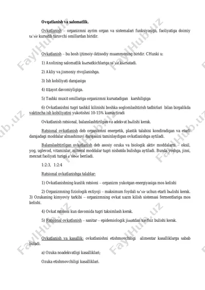 ovqatlanish va salomatlik — PDF