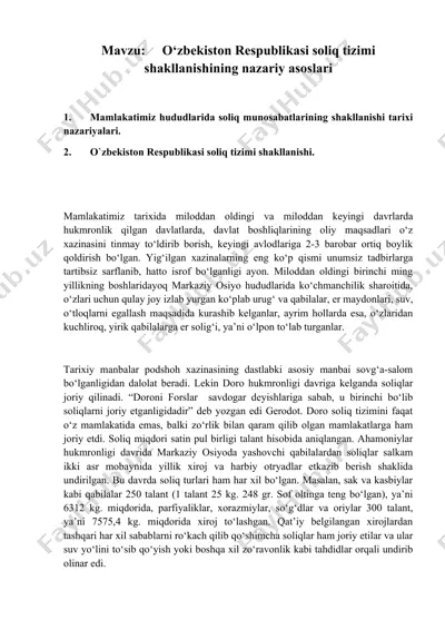 o‘zbekiston respublikasi soliq tizimi shakllanishining nazariy asoslari — DOCX