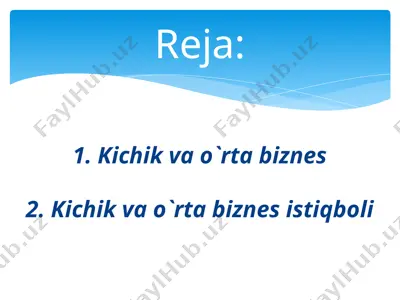 kichik va o'rta biznes — PPTX