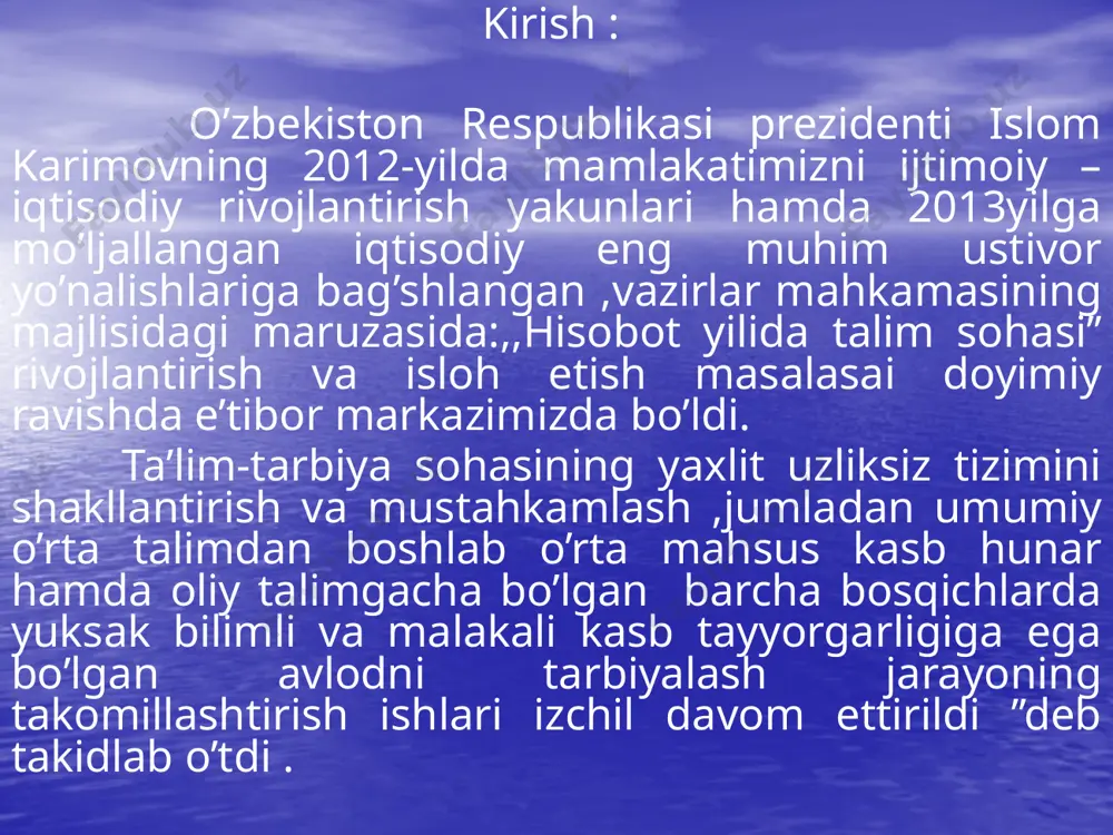 haqiqiy harakati. bu quyosh atrofida ellips bo’ylab harakatiga aytiladi. sayyoralarning siderik va sinodik davrlari farqi. sayyoralarning siderik davri deb uning quyosh atrofida ma’luym bir yulduzga nisbatan to’liq aylanib chiqishi uchun ketgan vaqtga aytiladi. sayyorning sinodik davri deb uning bir xil konfiguratsdion vaziyatlarining (qo’shilishi va qarama-qarshi turishlari) , ixtiyoriy bbiridan ikki marta ketma-ket o’tishi uchun zarur vaqt oralig’iga aytiladi. sayyoralar atmosferasini avtomatik kosmik apparatlar yordamida tekshirish. tekshirish usuli ikki xil bo’lib 1-usuli arbita kordenatadagi avtomatik kosmik apparat yordamida yaqin masofadan sayyorani suratqga tushirishga asoslangan. bu usul barcha sayyoralarga nisbatan qo’llanilgan. 2-usul. sayyora sirtiga avtomatik apparat tushirishga asoslangan. bu usul oy, venera, mars va tiptonga qo’llanildi. sayyora atmosferasining ustki qatlamlarida quyoshdan kelayotgan nurlanish ultrabinafshaning bipr qismni yutiladi natijada bu qatlamning temperaturasi balandlik bo’yicha orta boshlaydi. sayyoralarning kunduzgi va tungi qismlari orasida kam temperaturalar farqi bo’ladi va u oqimlarni hosil qiladi. образец текста второй уровень третий уровень четвертый уровень пятый уровень gigant sayyoralar …