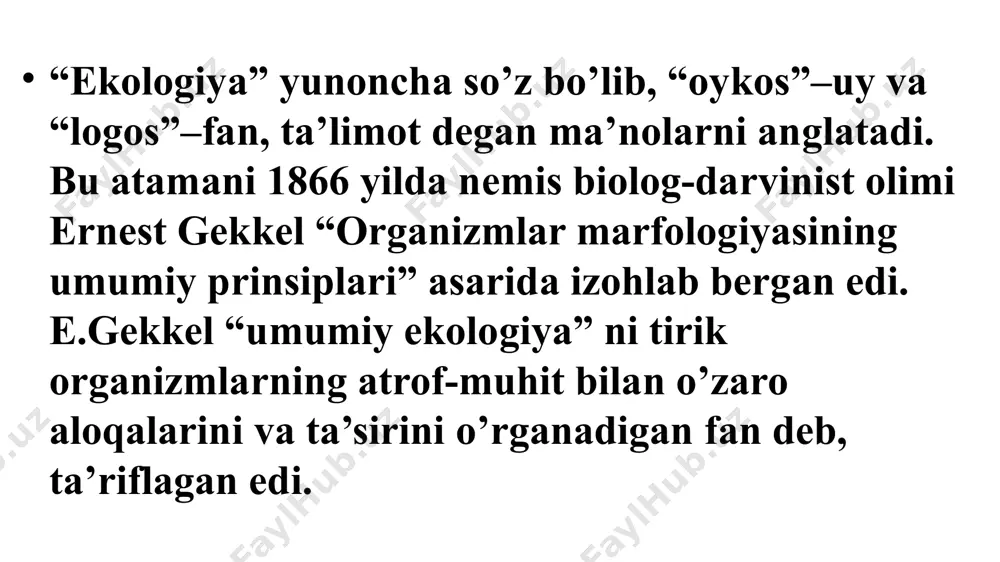i faoliyati tufayli atmosferada yiliga 10 tonna kislorod ajratiladi. agar kislorodning dinamik muvozanati bo’lmaganda edi, ushbu faol molekulalar atmosferadan 10 ming yildayoq butunlay yo’q, bo’lib ketardi. yer sharini o’rab olgan havo qatlami atmosfera deyiladi. atmosfera tabiatning eng muhim elementlaridan biri bo’lib, tirik organizmlarning yashash joyidir. atmosfera bo’lmaganda edi, yer shari kechalari va qish paytida o’z nurlari hisobidan sovib ketib, kunduzi va yoz paytida quyosh radiasiyasi ta’sirida qizib ketardi. mana shu hodisa oyda bo’ladi, chunki u yerda atmosfera yo’q. /docprops/thumbnail.jpeg