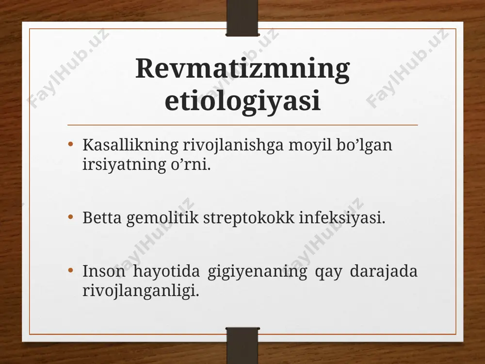 rdam berishni o‘z ichiga oladi hozirgi kompyuter asrida yana keng qo’llanayotgan usullar gen terapiya ,biologik preparatlar, biosimilar (ya’ni biologik dorilarga o’xshash arzon narxdagi sintetik dorilar), nanomeditsina, regenerativ tibbiyot (regenerativ tibbiyot normal faoliyatni tiklash uchun shikastlangan to'qimalar va organlarni tiklash, almashtirish yoki qayta tiklashga qaratilgan. ildiz hujayralari terapiyasi, to'qima muhandisligi va 3d bioprinting jarohatlar, degenerativ kasalliklar va organlar etishmovchiligini davolash uchun regenerativ tibbiyotda yangi yondashuvlardir) shuni ta’kidlash kerakki hozirgi shiddat bilan rivojlanib borayotgan zamonda turli xil kasalliklarga tashxis qo’yish uni oldini olish yoki samarali davolash oldingi davrlarga qaraganda sezilarli o’sgan hamda o’lim holatlari kamdan kam uchraydi.biz kasallikni erta aniqlash orqali uni oldini olish yuzaga kelishiga to’sqinlik qila olamiz! image3.png image4.png /docprops/thumbnail.jpeg