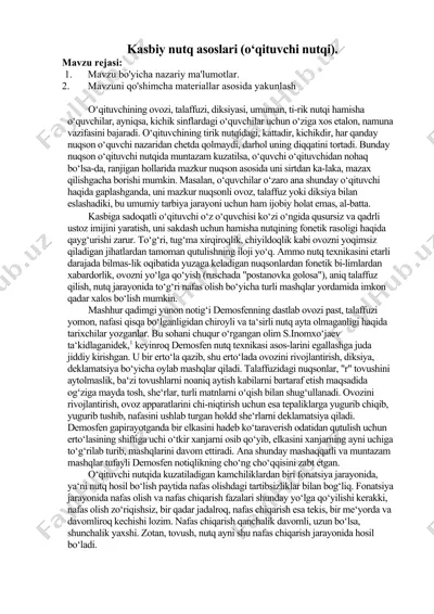 kasbiy nutq asoslari — DOCX