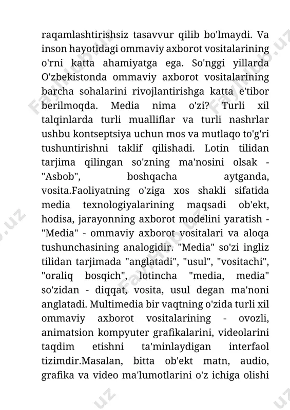 , tarixiy, ilmiy ma'lumotlarni etkazish, ommaviy axborot vositalari o'z o'quvchilari, tinglovchilar, tomoshabinlarning bilim fondini to'ldirishga hissa qo'shadilar;4. axloqiy va ma'rifiy: ommaviy axborot vositalarida ijtimoiy xatti-harakatlarning axloqiy va estetik ustuvorliklari, axloq va estetik did tamoyillari, yaxshilik va yomonlik haqidagi g'oyalar aks ettirilgan; 5. ta'sir qilish funktsiyasi (mafkuraviy, ijtimoiy-boshqaruv, tartibga solish): ommaviy axborot vositalari, ayniqsa jamiyatdagi inversiya o'zgarishi davrida yoki ommaviy ijtimoiy-siyosiy harakatlar paytida odamlarning qarashlari va xatti-harakatlariga ta'sir qiladi; 6. geodonistik (dam olish, estetik): bo'sh vaqtni, yoqimli dam olish, dam olish, dam olishni ta'minlash, tinglovchilarning estetik ehtiyojlarini qondirishga qaratilgan. mediamarkazning asosiy pavilioni ko'pincha ommaviy axborot vositalari salbiy ijtimoiy tendentsiyalarni qo'zg'atishi mumkin. bunday holda, media funktsiyalarining quyidagi og'ishlar sodir bo'ladi: 1. axborot oqimining haddan tashqari ko'p kelishi, shaxsiyatning buzilishiga olib keladi; 2. turli fobiyalarning sababchisi bo'lgan haddan tashqari beparvolikka moyillik yoki haddan tashqari nekbinlik va bezovtalikka moyillik, bu o'z navbatida umidsizlikka, umidsizlikka va umidsizlikka olib kelishi mumkin; 3. ommaviy axborot vositalari tomonidan …