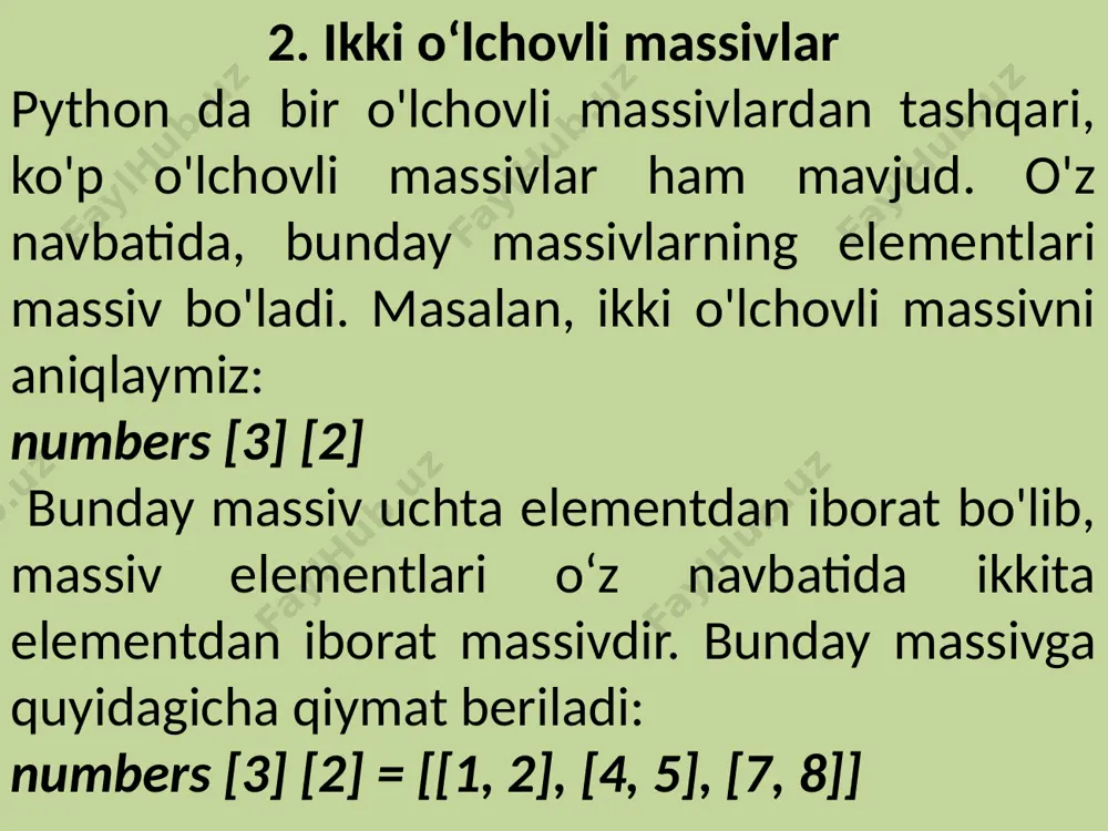 masalalarini dasturlashda ikki o`lchovli massivlardan foydalanish - Page 3