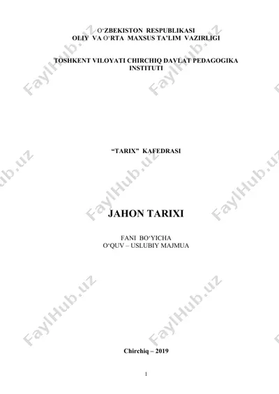 o‘quv fani o‘qitilishi bo‘yicha uslubiy ko‘rsatmalar — DOC