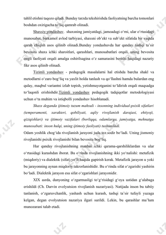 cha irsiyatga bog‘liq deb qarovchilar: amerikalik psixolog e.torndayk, d. dyui, a. kombs, nemis shopengauer, italyan ch. lombrozolardir. g‘arbiy germaniyalik g. valter «qobiliyatli bolalarning maktabda ilgarilab ketishida sotsial tafovutlar» (1959) kitobida, qobiliyat muhim va u irsiyatga to‘laligicha bog‘liq, deb hisoblaydi. i. p. pavlov, inson psixikasining tuzilishida signallar sistemasining o‘zaro munosabatlari shaxs faoliyati va xarakteriga ta’sir ko‘rsatadi, deydi. shunga ko‘ra, u uch xildagi nerv faoliyatini ajratib ko‘rsatadi: 1.fikrlovchi (ikkinchi signal sistemasi); 2.badiiy ( signal sistemasiga ega bo‘lgan); o‘rtacha (ikkala signal sistemasining o‘zaro bog‘liqligi); shunga ko‘ra, mashhur psixolog v.a.krutetskiy: «matematik qobiliyat ikkinchi signal sistemasining rivojlanishiga bog‘liq, yaxshi matematiklar, badiiy tipdagi ko‘rinishda ham bo‘ladi, ammo, baribir, bularda ikkinchi signal sistemasi yaxshi rivojlangan bo‘lishi kerak», deydi. shaxsdagi o‘ziga xos xususiyatlarni rivojlantirish har bir bolaning qiziqishi, xohishi, intilishi, qobiliyatini rivojlantirish bilan chambarchas bog‘liq bo‘ladi. shaxsning rivojlanishi va shakllanishi bir nechta bosqichlarda sodir bo‘lib, ularning har biri o‘zining xususiyatlari va qonuniyatlariga ega. inson rivojlanishining yosh bosqichlarini chuqur …